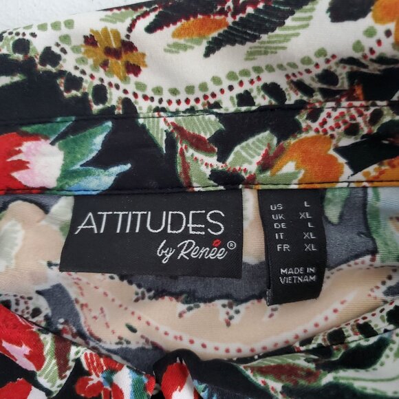 Attitudes by Renee Regular Womens Floral Print Colorful Button Up Blouse Size L - Picture 3 of 9